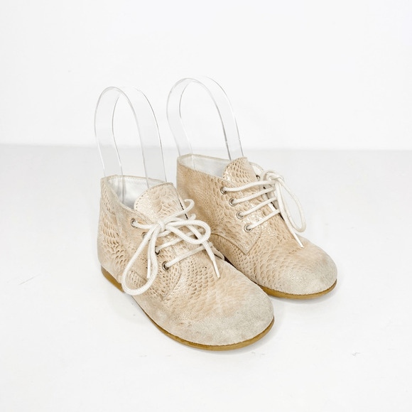 LOUIS & LOLA Handmade baby toddler lace up booties handmade metallic EUR 26 US 9 - Picture 1 of 7